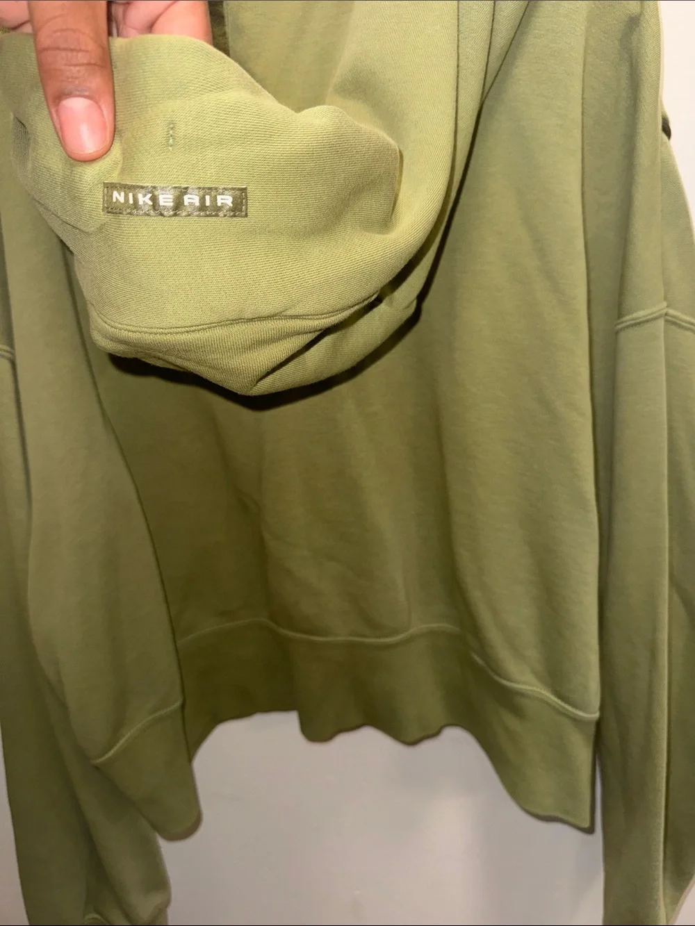 Nike Olive Cropped Zip-Up Hoodie for Women
